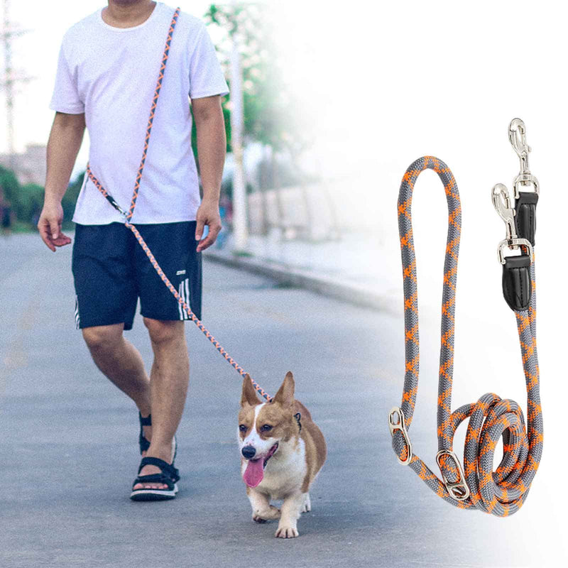 Hands Free Dog Leash(8.5ft) - 8 in 1 Multifunction Nylon Double Leash for Dogs,1.2cm Dog Training Leash with Reflective Stitching, Adjustable Waist Dog Leash Fits All Waist, for Medium Large Dogs - PawsPlanet Australia