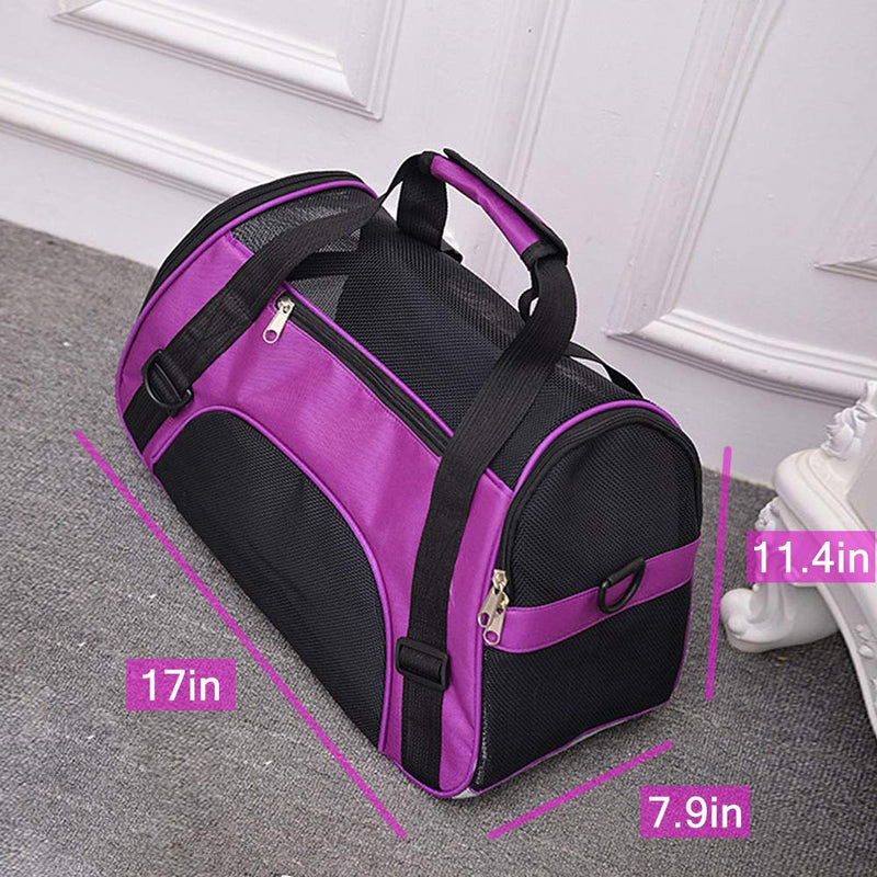 [Australia] - Anyifan Airline Approved Dog Carrier and Cat Carrier, Soft-Edged Portable Pet Travel Carrier, Zipper Lock Collapsible Travel Cat Carrier and Dog Carrier Small,Purple 