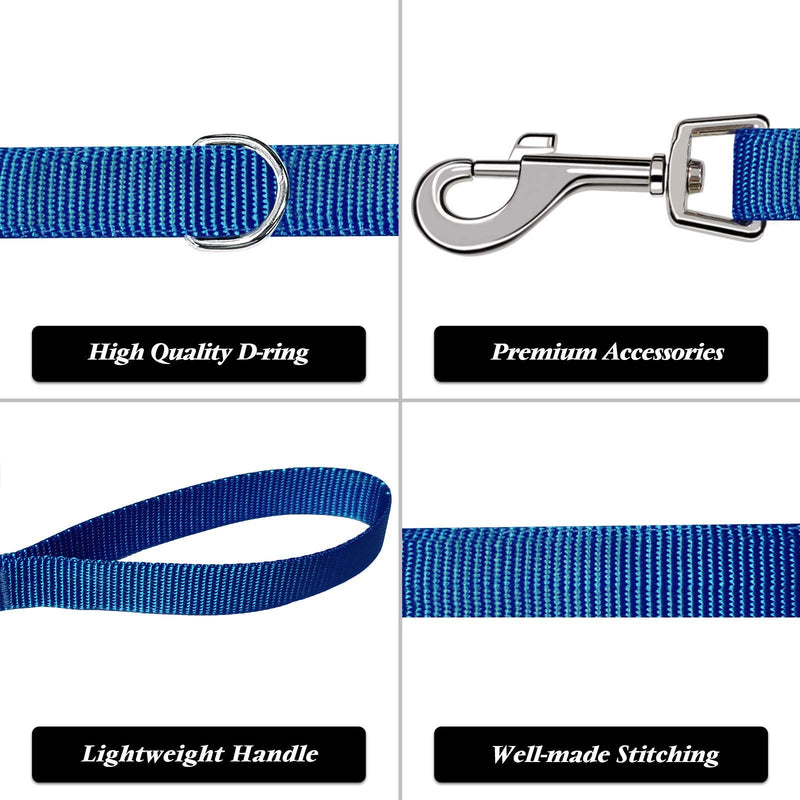 azuza 3 Pack Nylon Dog Leashes,Strong & Durable Basic Style Leash with Easy to Use Collar Hook,Available in Multiple Lengths for Puppy Small Medium and Large Dogs standard 3 pack 1"×4ft Blue - PawsPlanet Australia