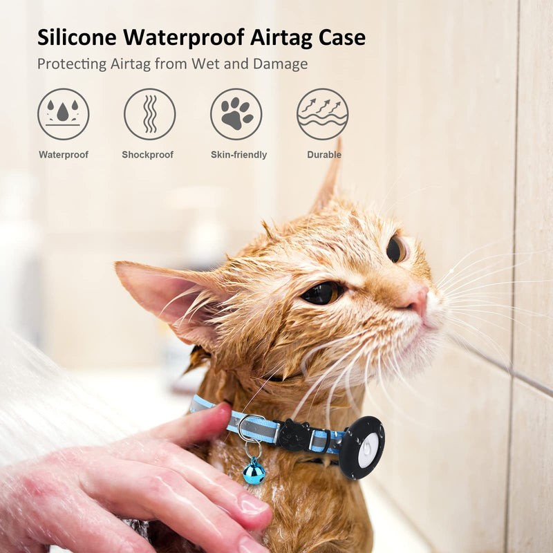 2022 Airtag Cat Collar Holder, Small Cat Collar Holder Compatible with Apple Airtag, 2 Pieces Waterproof Protective Cover for Pet Collar Within 1cm 2Black - PawsPlanet Australia