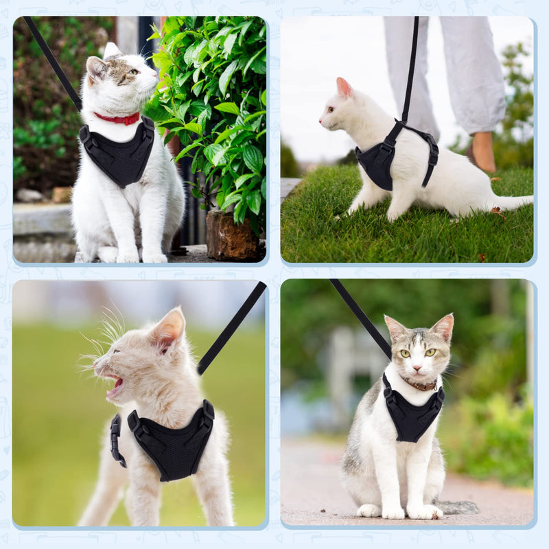 Nobleza Cat Harness with Leash Escape-Proof, Adjustable Soft Reflective Cat Harness Set for Kitten Puppy (S, Black) 35-42CM - PawsPlanet Australia