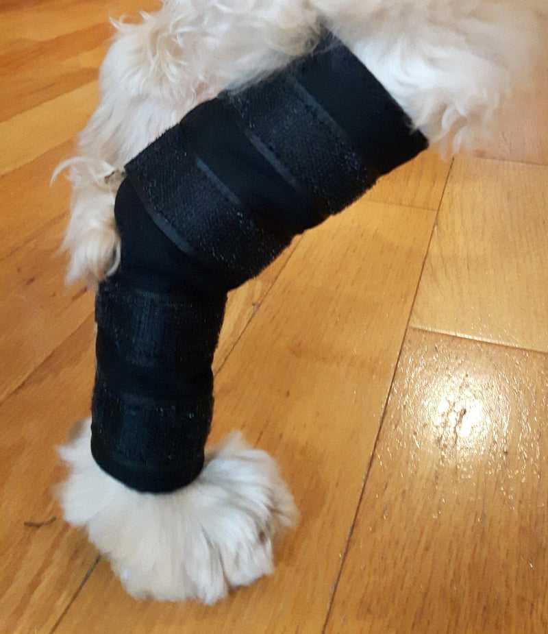 [Australia] - Pet Therapy Therapeutic Dog Rear Leg/Hock Brace/Support Fleece Lining (Pair) with 4 Adjustable Velcro Straps, Small/7"/6"/4.7" 