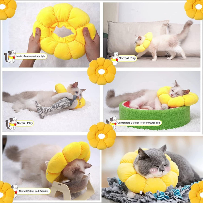 1PCS Cat Neck Brace, Adjustable Cute Sunflower Collar Cat Pets Protective Collar Cat Neck Brace Cat Cone Collar Anti Scratches for Kittens Puppies Rabbits, 12-20cm - PawsPlanet Australia