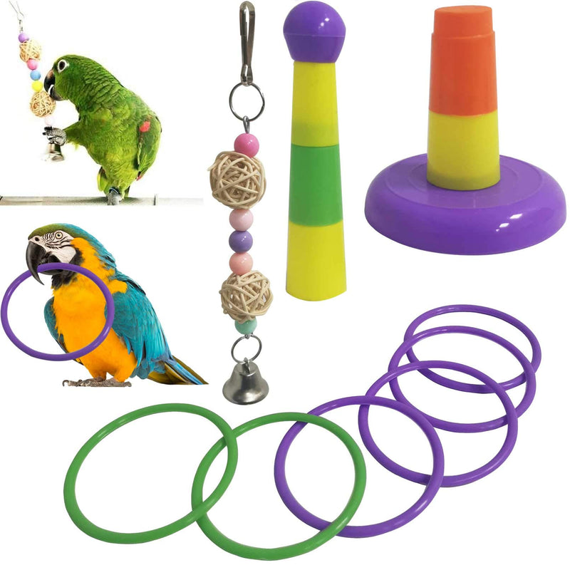 kathson Bird Hides Coconut Nest with Ladder Perches Hanging Parrot House Cage Natural Coconut Fiber Parakeet Chewing Toys Intelligence Training Rings for Small Budgies Cockatiels 5PCS - PawsPlanet Australia