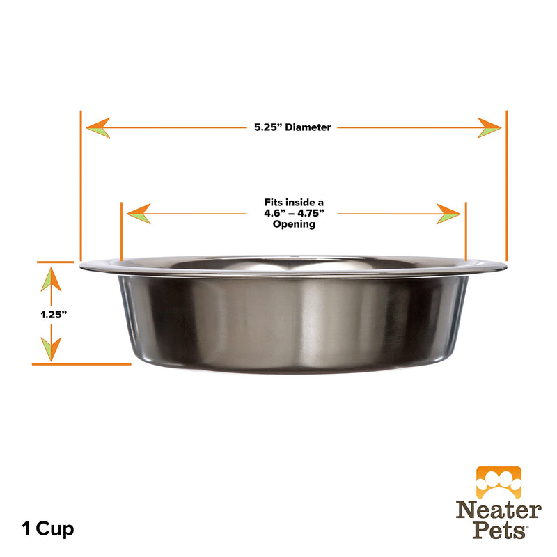 Neater Pet Brands Stainless Steel Dog and Cat Bowls - Neater Feeder Deluxe or Express Extra Replacement Bowl (Metal Food and Water Dish) (1 Cup) 1 Cup Single Bowl - PawsPlanet Australia