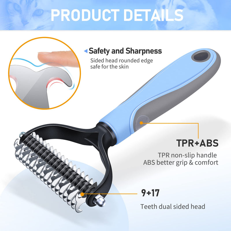IOKHEIRA Dog Deshedding Tool, Professional Pet Grooming Brush, Effectively Reduces Shedding by up to 95% for Short Medium and Long Pet Hair Navy - PawsPlanet Australia
