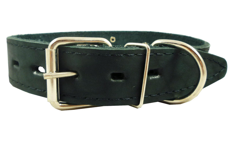 [Australia] - Genuine Leather Studded Dog Collar, Black, 1.4" Wide. Fits 17"-21.5" Neck. 