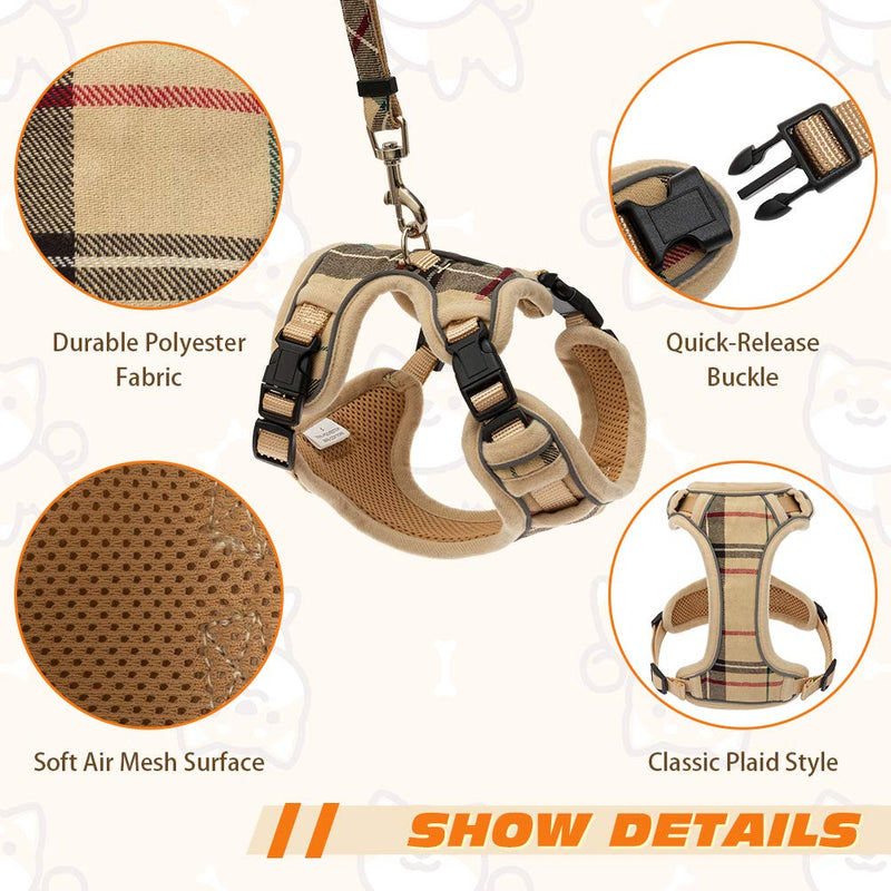 [Australia] - KOOLTAIL Soft Mesh Puppy Harness with Leash Set - Adjustable Padded Dog Harness No Pull Easy Put on & Off Vest for Small Dogs Puppies Cats Kittens Outdoor Walking 