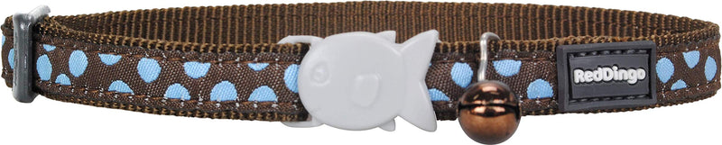 Red Dingo Patterned Cat Collar, 12 mm, Neck Size 20 - 32 cm, Brown/ Blue Spots Brown/Blue Spots - PawsPlanet Australia