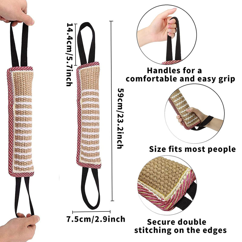 Tug toy dog, bite sausage for dogs, jute bite sausage dog K9 training with 2 handles, chew toy dogs, dog toy, dog training accessories, toy dog indestructible, dog toy robust C - PawsPlanet Australia