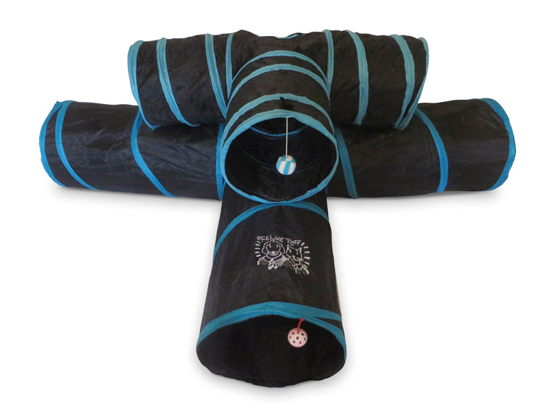 [Australia] - Feline Ruff Premium 3 Way Cat Tunnel. Extra Large 12 Inch Diameter and Extra Long. A Big Collapsible Play Toy. Wide Pet Tunnel Tube for Other Pets Too! Black/Blue 