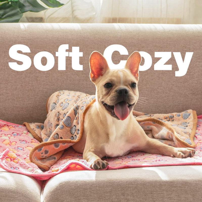 Pet Soft Dog Blankets Medium - Fluffy Cats Dogs Blankets Medium Dogs, Cute Paw Print Pet Throw Puppy Blankets Fleece Medium(30''*20'') Paw (Pack of 1) - PawsPlanet Australia