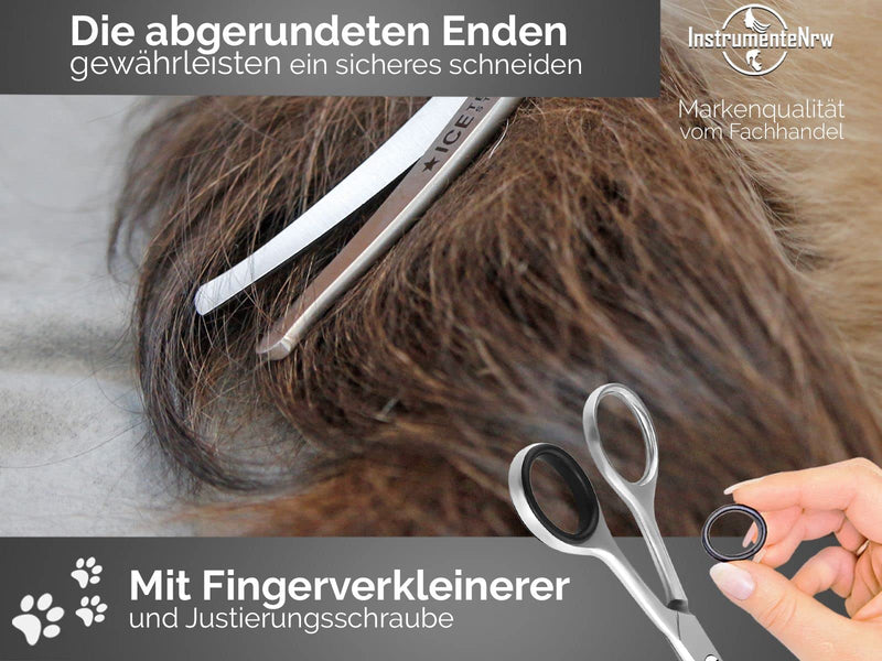 Fur scissors, dogs, dog hair scissors, curved paw scissors with micro-serration - professional fur hair scissors, scissors for animals, 16 cm with case - PawsPlanet Australia