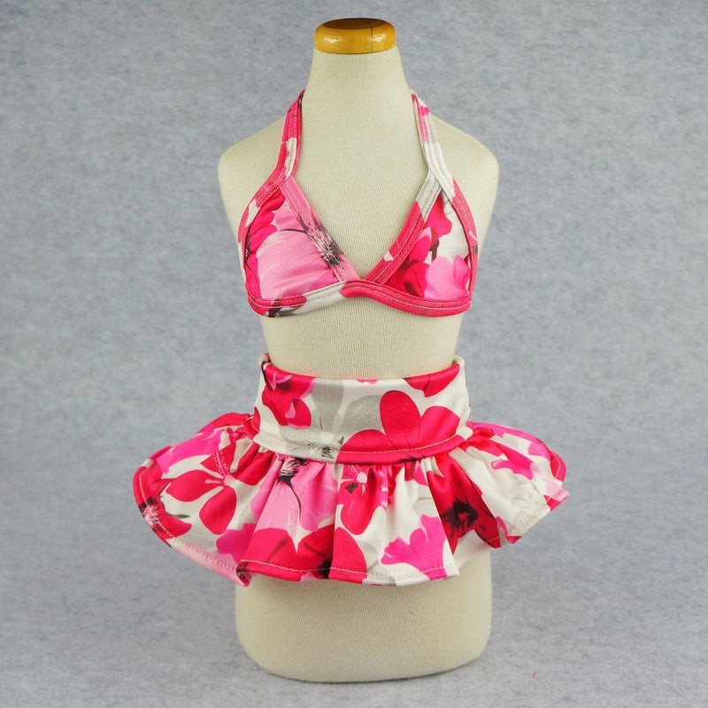 [Australia] - Fitwarm Stylish Pink Floral Pet Dog Bikini Swimming Dress Bathing Suit Summer Clothes, Pink Small (Waist12" Chest14") 