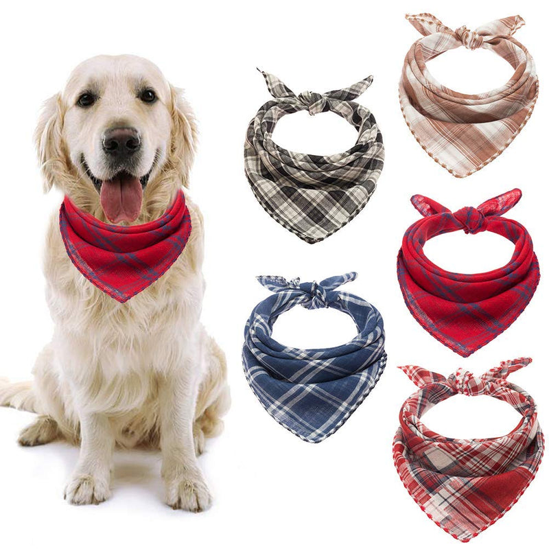 [Australia] - BINGPET Dog Bandana Classic Plaid 5 Pack Reversible & Washable Square Dog Kerchief Pet Triangle Scarf for Dogs 