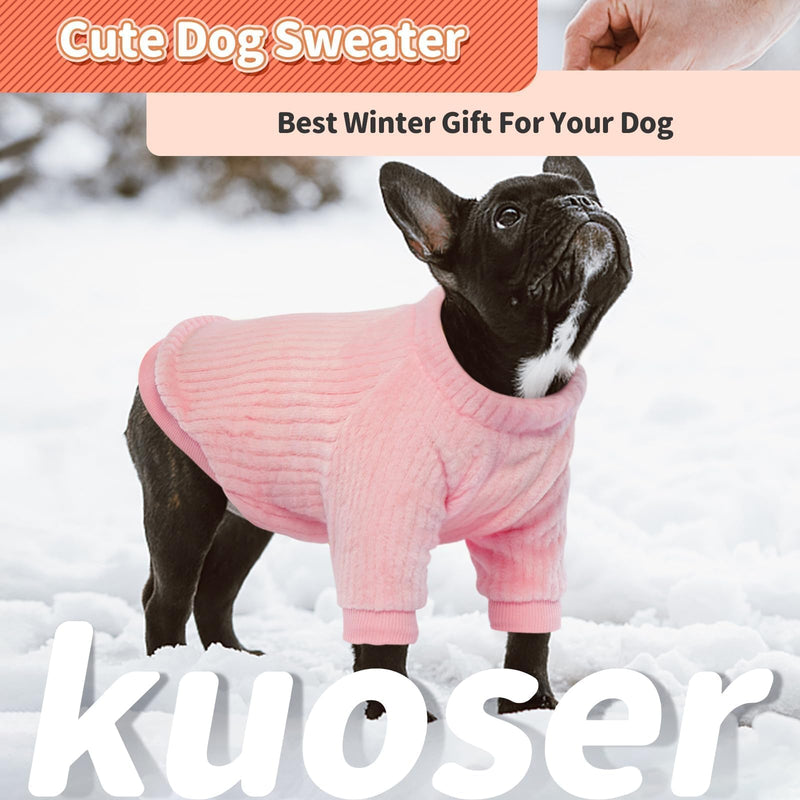 Kuoser Small Dog Sweater, Dog Sweaters Dog Clothes for Small Dogs Girls Boys, Warm Puppy Sweater Dog Winter Clothes, Christmas Puppy Sweater for Yorkie, Bichon Frise, Shih Tzu (Pink S) Small (Chest: 17.3'' / 44cm) Pink - PawsPlanet Australia