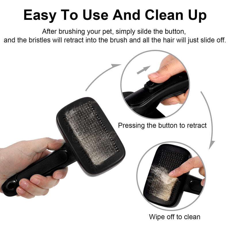 Self Cleaning Slicker Brush for Dogs Cats Grooming with Massage Particles Removes Undercoat Tangles knots Loose Hair for Small Medium Large sensitive Reduces Shedding Tangling for All Hair Types - PawsPlanet Australia
