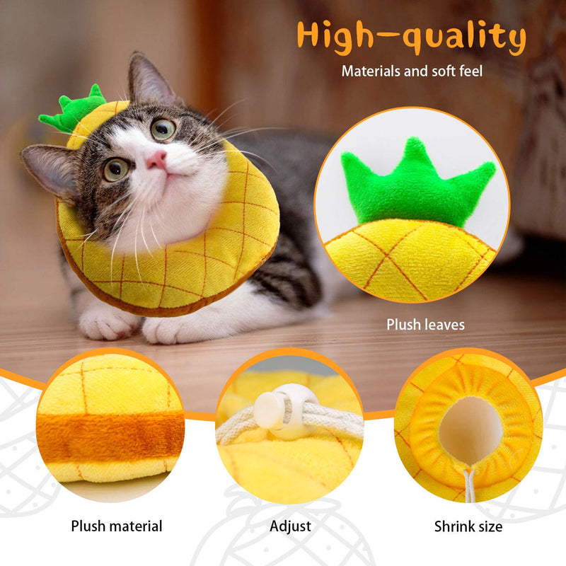 HYLYUN Cat Recovery Collar - Cute Sun Flower Neck Cat Cones After Surgery, Adjustable Cat E Collar, Surgery Recovery Elizabethan Collars for Kitten and Cats Pineapple - PawsPlanet Australia