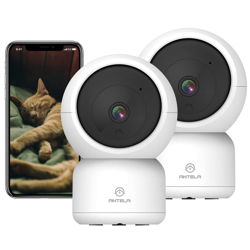 ANTELA indoor surveillance camera, 3MP HD WLAN IP camera, 2-way audio, 355°/90° swivel, IR night vision to 9m, compatible with Alexa, 2pcs 2PC - PawsPlanet Australia