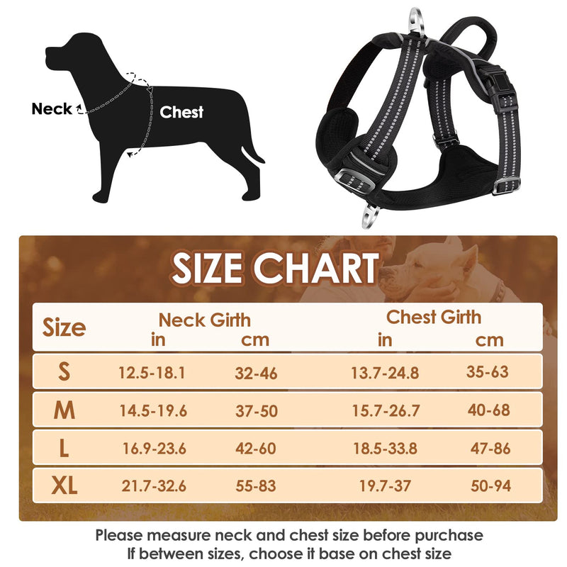 Eyein No Pull Dog Harness Large, Comfortable Heavy Duty Pet Vest Harness, Front Clip Easy Control Puppy Harness with Soft Padded Handle Reflective for Outdoor Training Walking Black L - PawsPlanet Australia