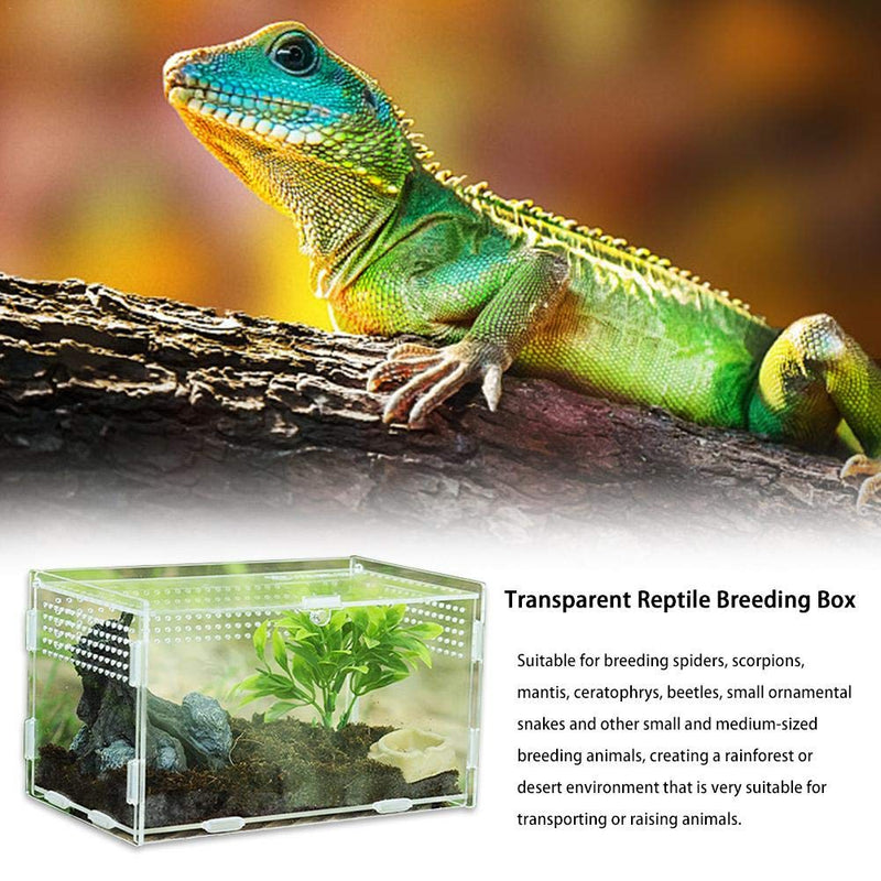 Luckycyc Reptile Breeding Box, Climbing Pet Breeding Box Transparent Reptile Breeding Box Acrylic Feeding Box 360 Degree High Transparent Magnetic Pet Climbing Terrarium 7*8*10CM - PawsPlanet Australia