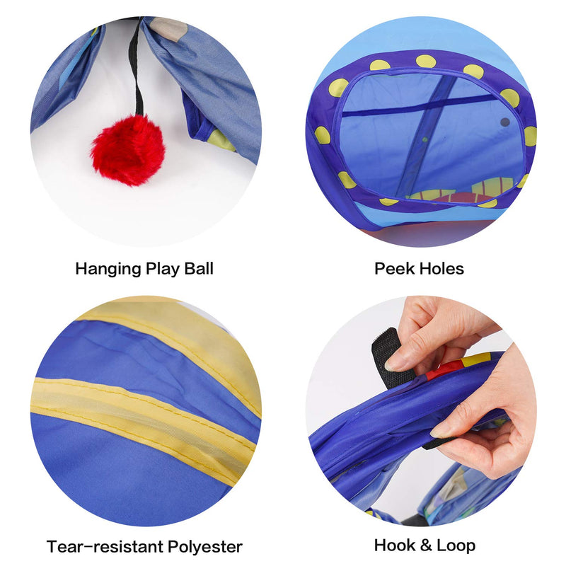 [Australia] - PEOPLE&PETS Collapsible Cat Tunnel, Toys Interactive Pet Play Tubes for Cats and Small Animals, with Peep Holes and Ball Toy Astronauts 