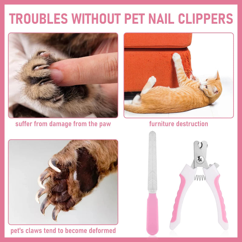 cobee Pet Nail Clippers, Dog Nail Files Nail Clippers for Dogs Professional Pet Trimmer with Guard and Safety Lock Claw Scissors for Dogs (Pink) Pink - PawsPlanet Australia