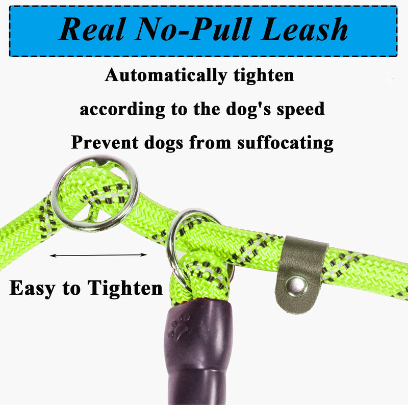 Slip Lead Dog Leash, Strong Nylon Dog Training Leashes with Soft Padded Handle, 2 in 1 Reflective Threads Lockable Clasp Heavy Duty Lead Leash for Large Medium Small Pets Dogs Cats (1.8M, Green) - PawsPlanet Australia