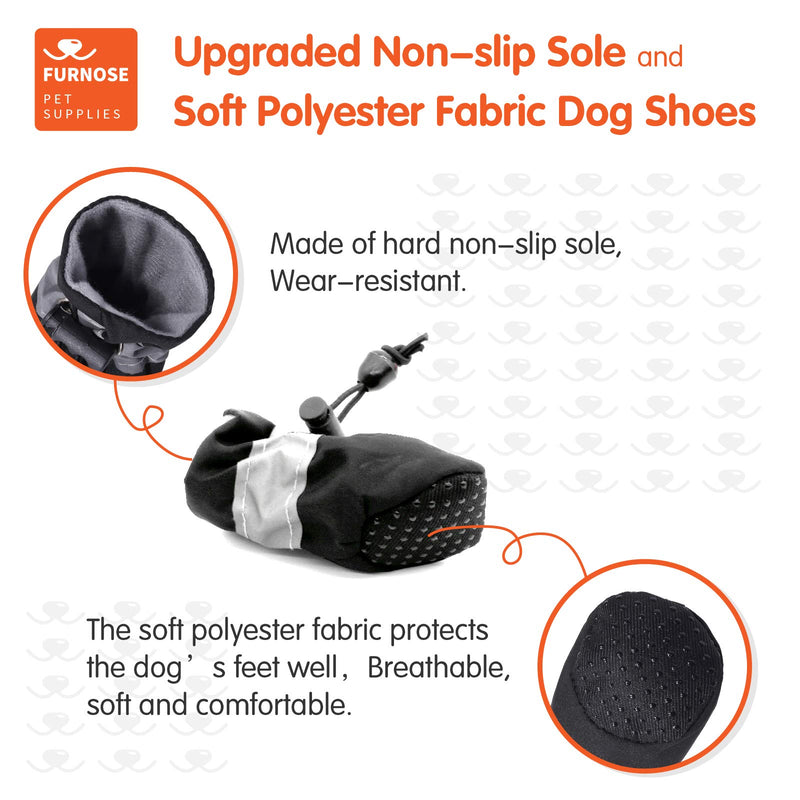 FURNOSE Dog Boots Non Slip Dog Shoes for Medium Small Dogs with Reflective Straps, Dog Paw Protectors for Hot Pavement/Winter/Snow 4 PCS Size 7: 2.16"(W) black - PawsPlanet Australia