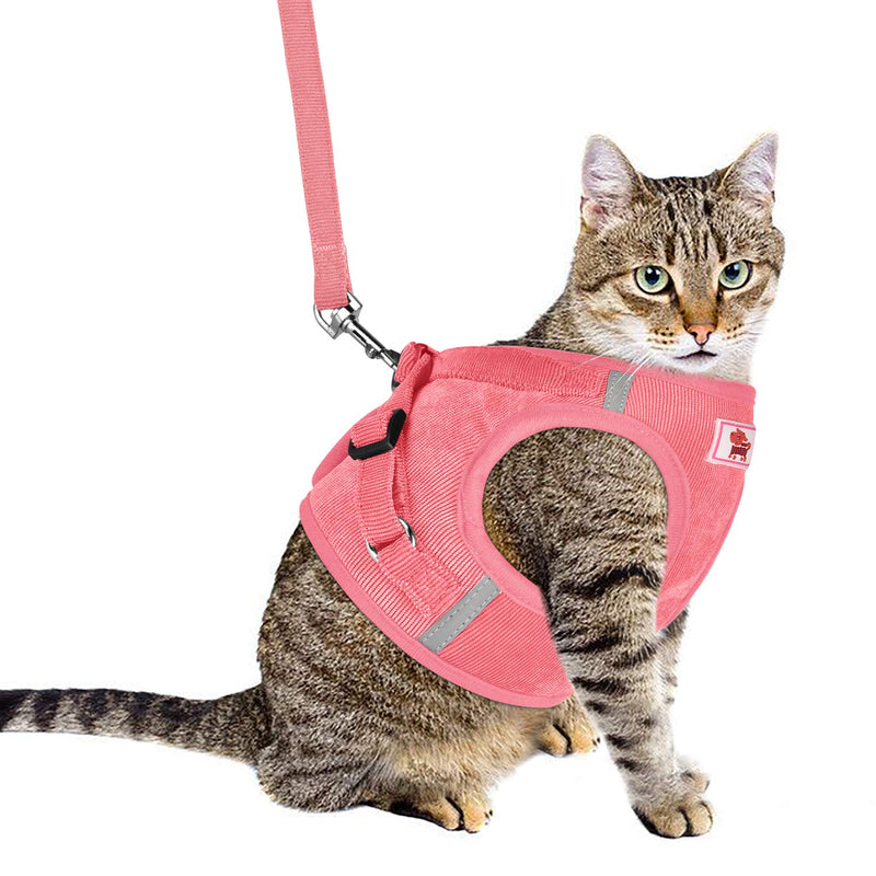 [Australia] - GAUTERF Kitten and Puppy Universal Harness with Leash Set, Escape Proof Cat Harnesses-Adjustable Reflective Soft Mesh Corduroy Small Dog Harnesses-Best Pet Supplies XL (Chest: 18.5" - 21") Light Pink 
