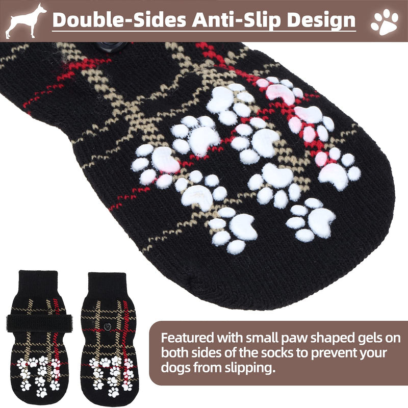 PAWCHIE Dog Socks for Indoor Hardwood Floor with Adjustable Straps and Double-Sided Anti-Slip Gel Design,Pet Paw Protection Traction Control Socks Small Black - PawsPlanet Australia