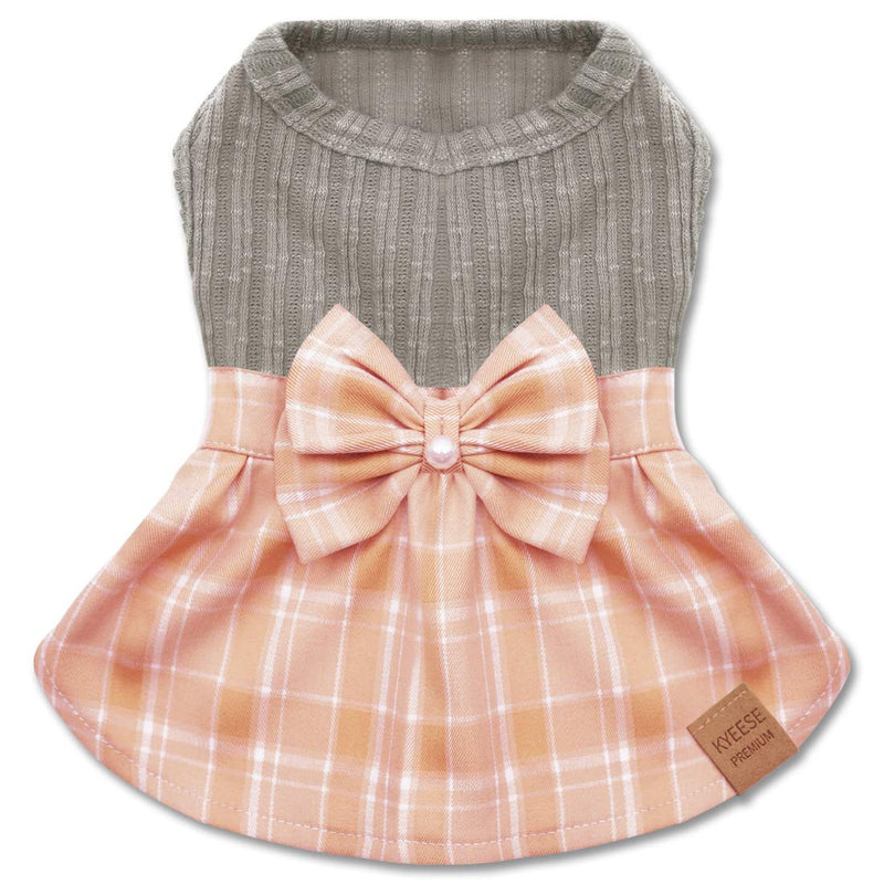 [Australia] - kyeese Dog Plaid Dress with Bowtie Dog Dresses for Small/Medium Dogs Cat Dress Checked Medium Pink 