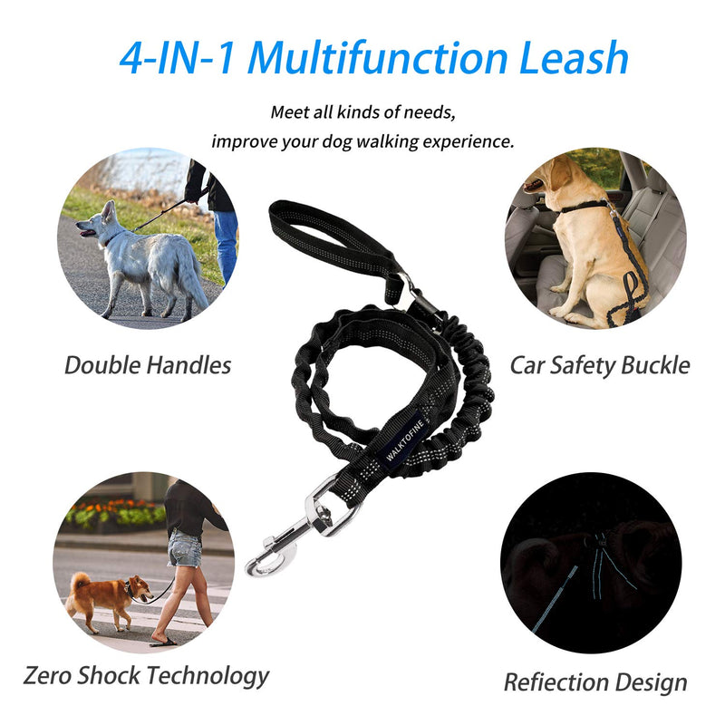 [Australia] - WALKTOFINE 4.5FT Bungee Dog Leash for Large Breed Dogs, Anti-Pull for Shock Absorption with Car Seat Belt, Heavy Duty Training Dog Leash Army Yellow 