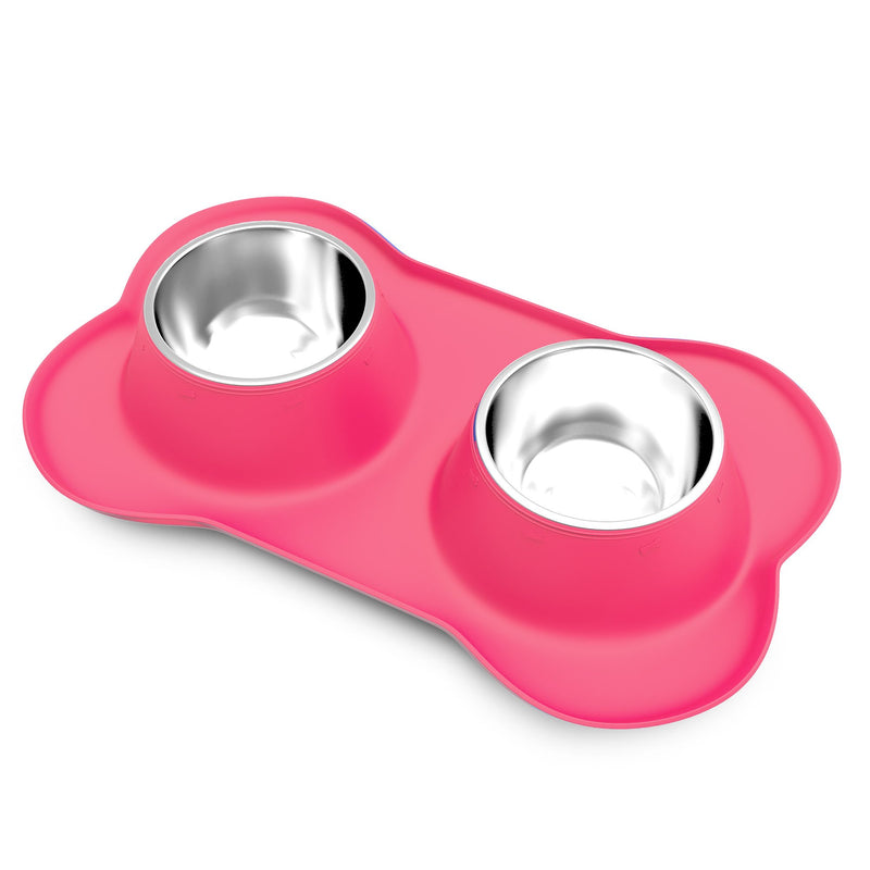 [Australia] - PETMAKER Stainless Steel Pet Bowls Set for Dogs and Cats Pink 24 oz 