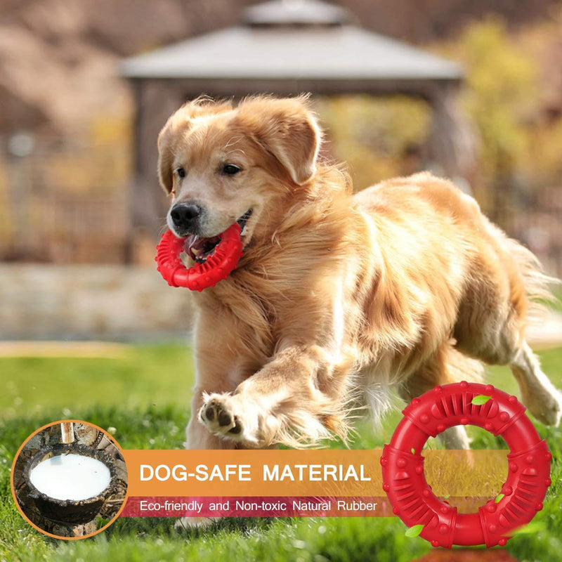 BundleMall Dog Molar Rubber Ring Puppy Chew Circle Bite Resistant Pet Toy,Dog Interactive Circle,for Teeth Cleaning and Training Pool Floating Chew Ring Toys (red) red - PawsPlanet Australia