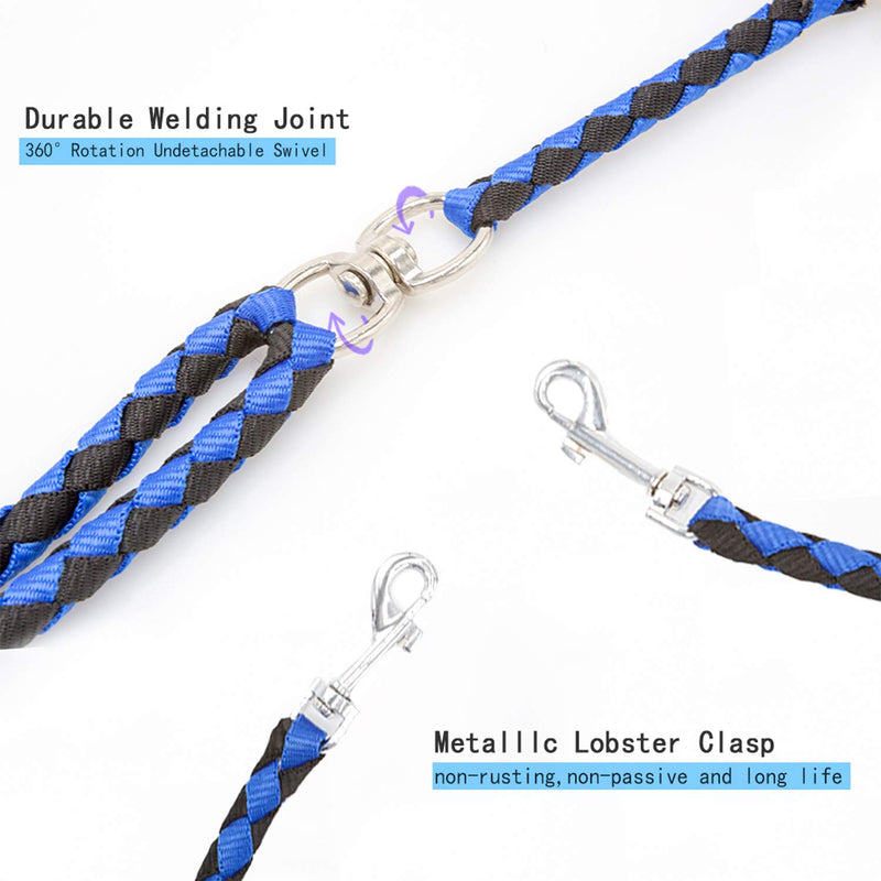 [Australia] - Paw Chaos Dual Dog Leash, Double Dog Leash - No Tangle Dog Walking Training Leash,Comfortable Shock Absorbing Bungee for Two Dogs Blue+black 