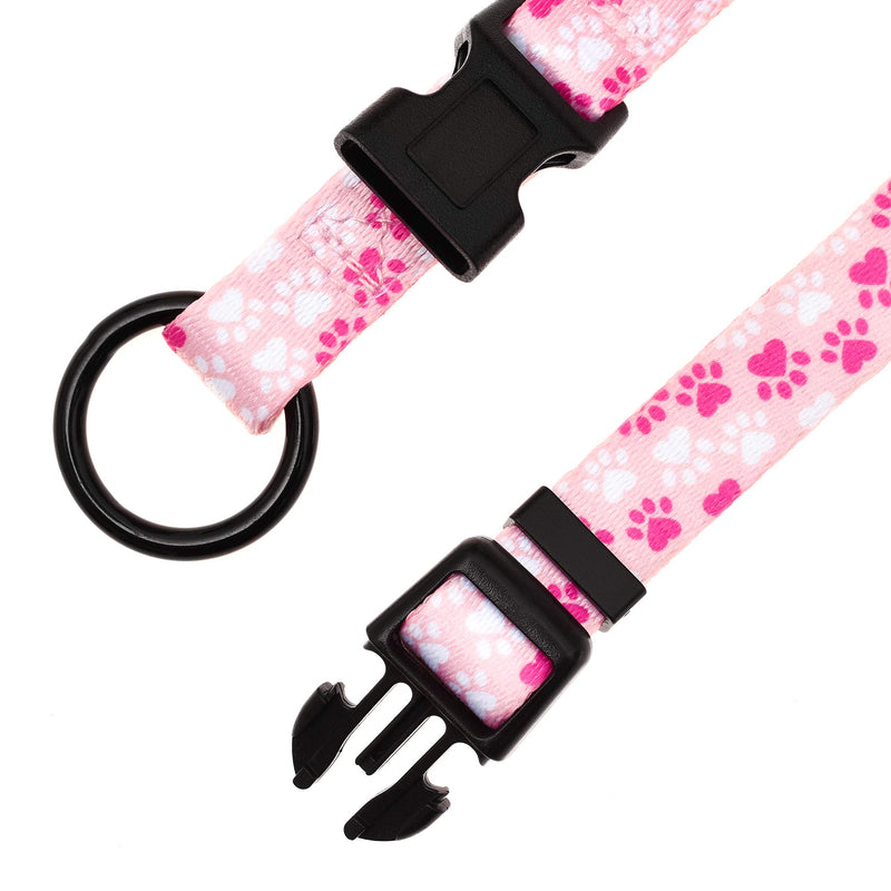 [Australia] - Mile High Life | Dog Collar | Cute Patterns | Soft Smooth Fabric | Small/Medium/Large (6 Colors 3 Sizes) Medium Neck 13"-17" -40 lb Pink Foot 