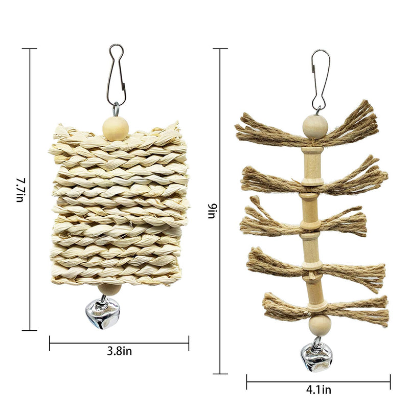 [Australia] - Deloky 15 Packs Bird Parrot Swing Chewing Toys- Natural Wood Hanging Bell Bird Cage Toys Suitable for Small Parakeets, Cockatiels, Conures, Finches,Budgie,Macaws, Parrots, Love Birds Natural 15pcs 