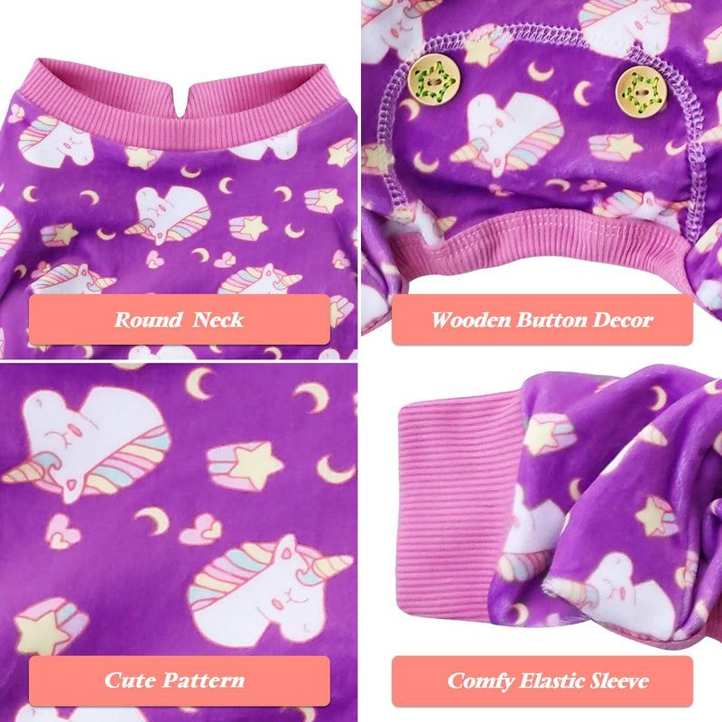 kyeese Dog Pajamas Unicorn Soft Material Stretchable Dogs Pajamas Onesie Pet Pjs Dog Clothes Large Purple (Unicorn) - PawsPlanet Australia