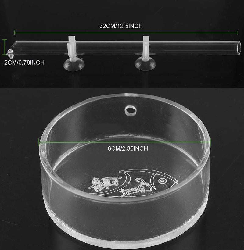 niCWhite Acrylic Shrimp Feeder Tube Feeding Dish Tray, Shrimp Feeding Tube for Fish Tank Aquarium Shrimp Fish, 30cm, with 2 Suction Cups - PawsPlanet Australia