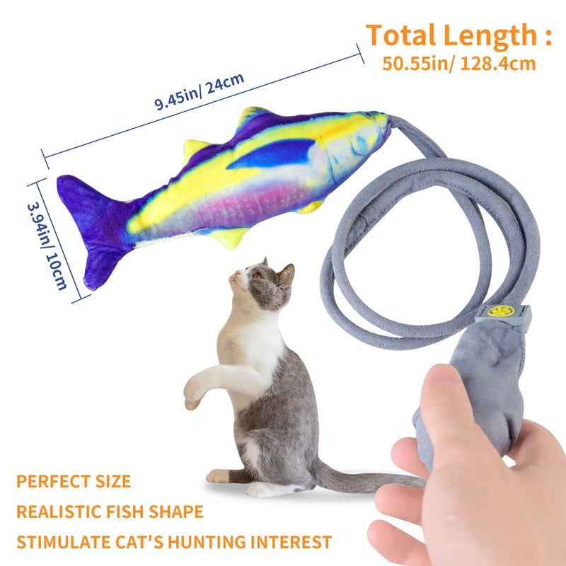 COVERTSAFE Floppy Fish Cat Toy for Indoor Cats【2021 Newest】 Interactive Catnip Toy Realistic Manual Airbag Wiggle Fish Cat Pillow Chew Kicker Toy with Bell for Cat Kitten, No Noise, Funny, Washable - PawsPlanet Australia