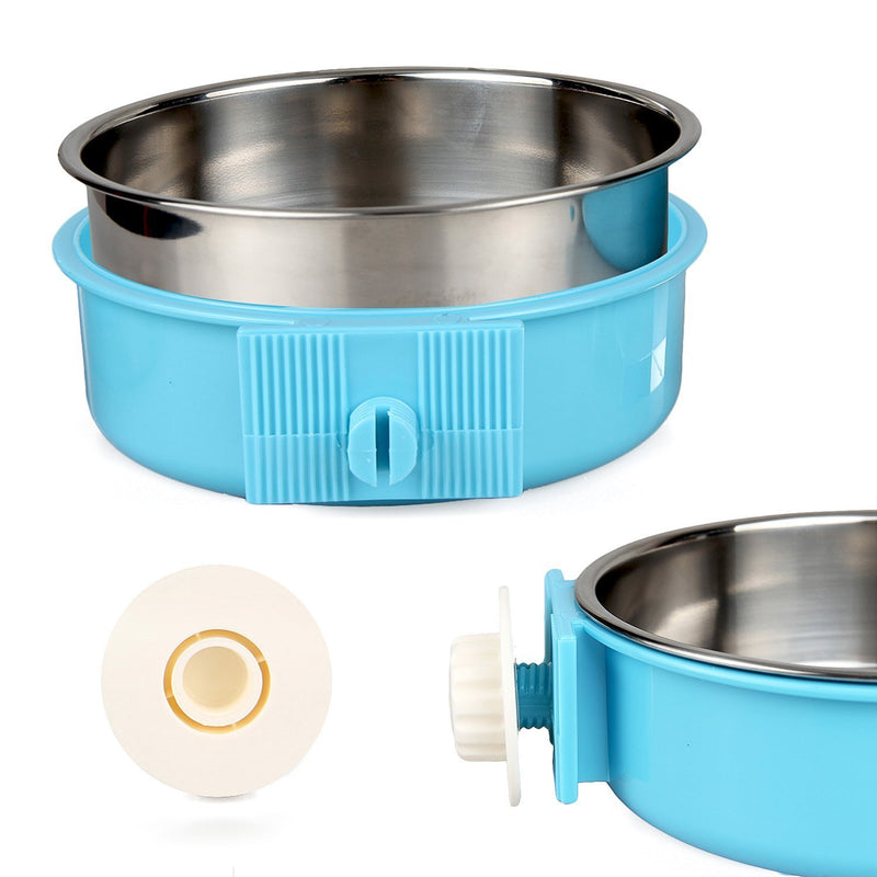 AEMIAO 2 IN 1 Pet Hanging Bowl Stainless Steel Pet Bowls Removable Dog Bowl for Crates & Cages Puppy Feeder Dog Water Bowl with Bolt Holder for Small Medium Dog (L) L (11oz) - PawsPlanet Australia