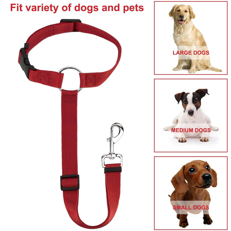 HONZUEN Universal Dog Belt for Car Headrest, 2 Adjustable Multifunctional Seat Belt Dog Seat Belt Car Dog Seat Belt with Carabiner for All Dog Breeds Cats & Car Types (Red) Red - PawsPlanet Australia