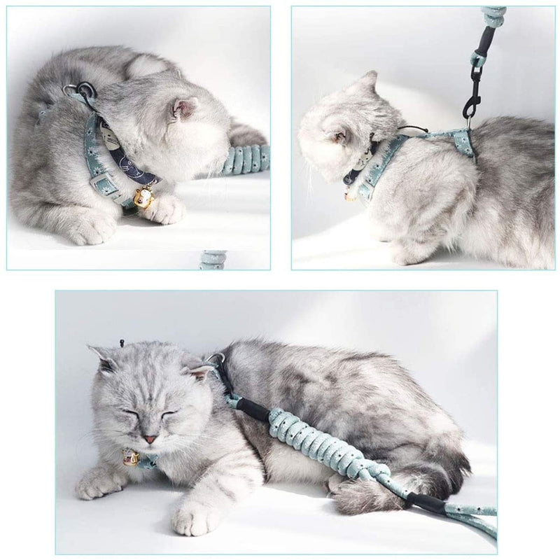 Simon Lee Woodham Cat Harness and Leash, Adjustable Vest Harnesses for Cats, for Cat Small Pet Outdoor Walking, Escape Proof Chest Strap with Safety Buckle (Light Green) - PawsPlanet Australia