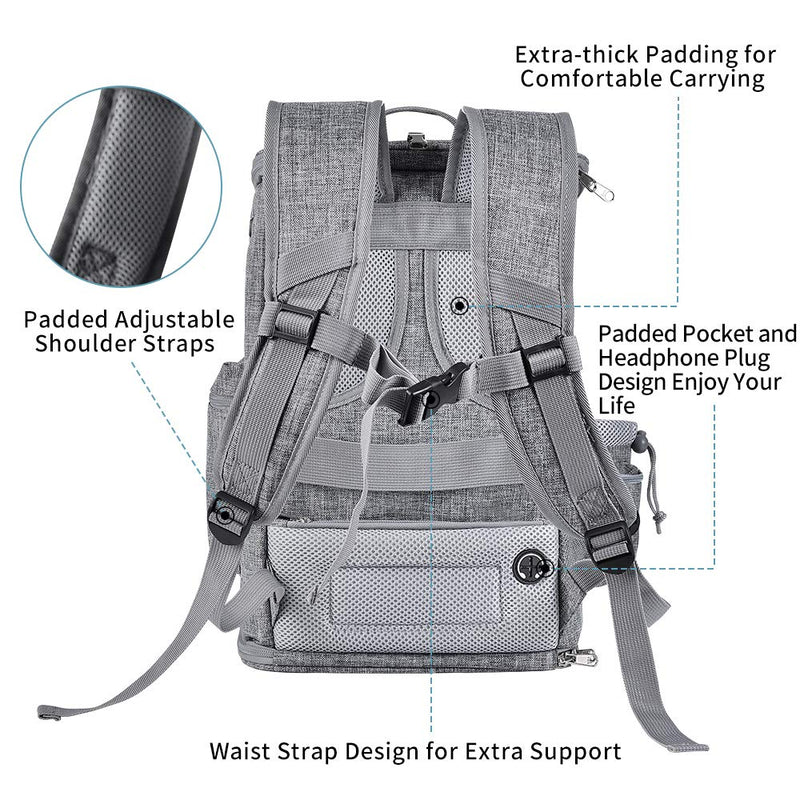 Cat Carrier Backpack, Foldable Pet Carrier Backpack with Top Open and Inner Soft Pat for Cats, Small Medium Dogs, Ventilated and Safe Design for Travel Hiking Camping Outdoor Use,Fashion Grey - PawsPlanet Australia