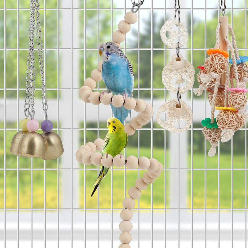 Toys for Bird Parakeet Toy Bird Perch Bird Cage Hammock Coconut Hideaway with Ladder Hanging Bell Swing Chewing Hanging Toy for Parakeet,Conure,Cockatiel,Love Birds,Parrots - PawsPlanet Australia
