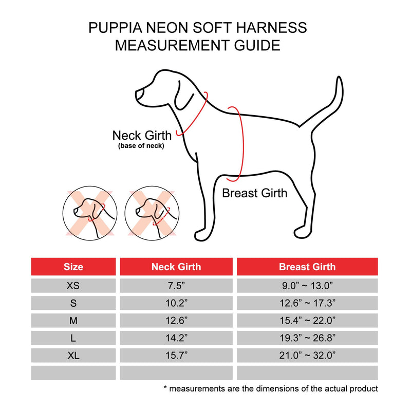 Puppia Neon Dog Harness for small and medium dogs - Super soft and comfortable - Also usable as Puppy Harness, Pink, XS - PawsPlanet Australia