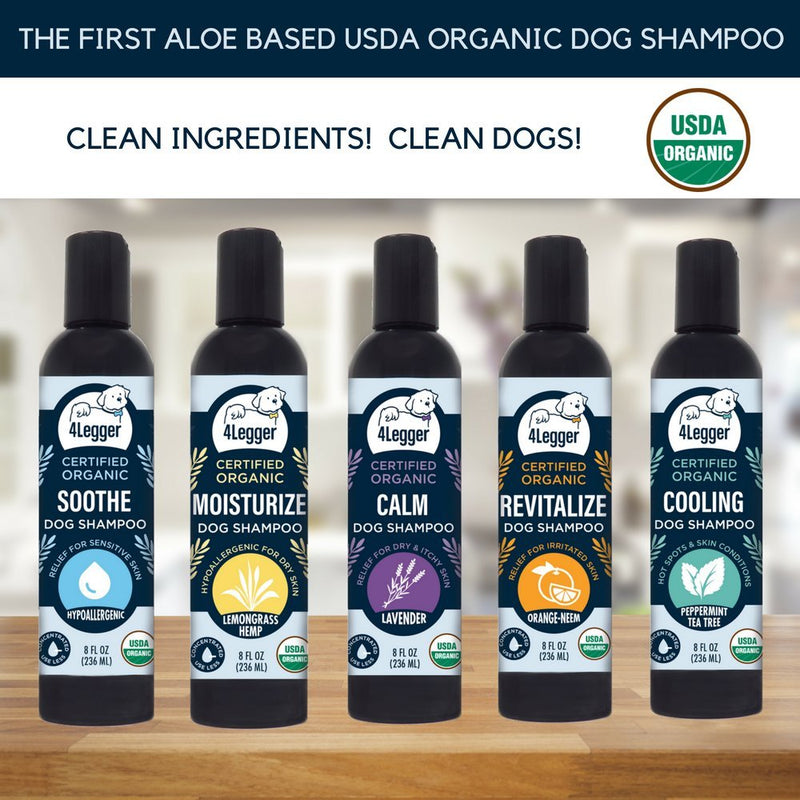 [Australia] - 4Legger All Natural Tea Tree USDA Certified Organic Dog Shampoo with Peppermint - A Natural Holistic Alternative to Medicated Dog Shampoo for Antifungal Antibacterial Itchy Skin Concentrated USA 8 oz 