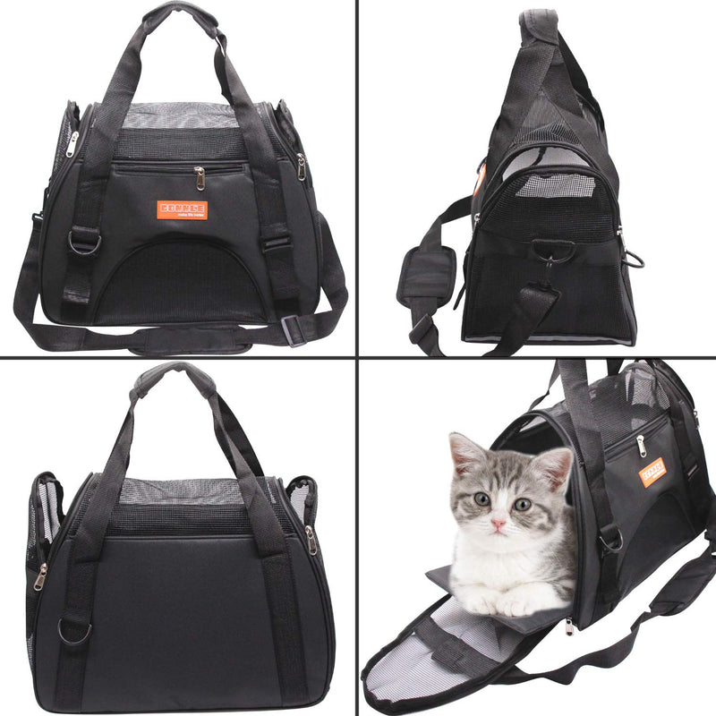 DentJet Pet Travel Carriers for Cats and Dogs, Soft Sided Portable Dogs Cats Bags Dog Carrier, Zipper Lock Collapsible Cat Carrier Puppy Kittens Rabbits Hamster Bag, Airline Approved Underseat, Black - PawsPlanet Australia