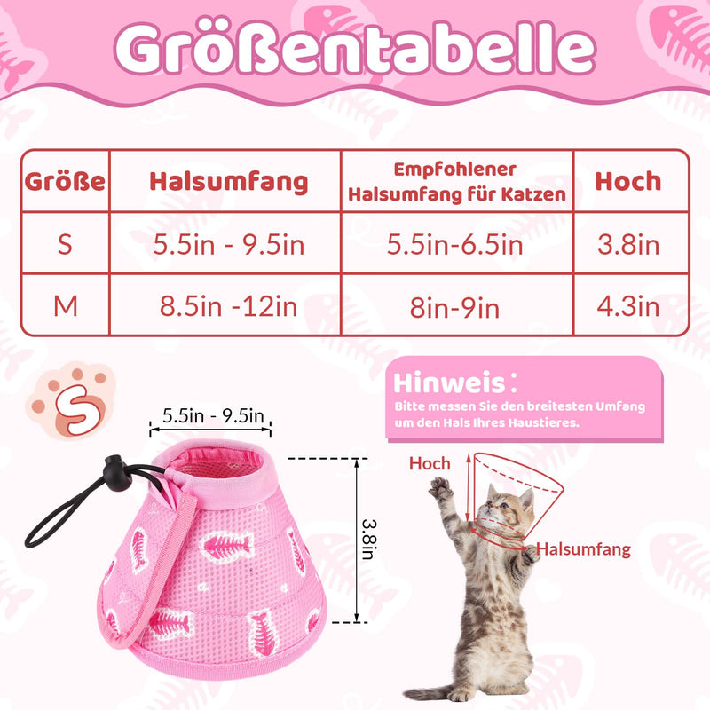 Fanshiontide Cat Neck Collar, Soft Cat Neck Brace, Adjustable Anti-Licking Anti-Bite Cat Collar, Protective Collar for Cats, Puppies, Pets After Surgery and Injuries (S Pink) S - PawsPlanet Australia